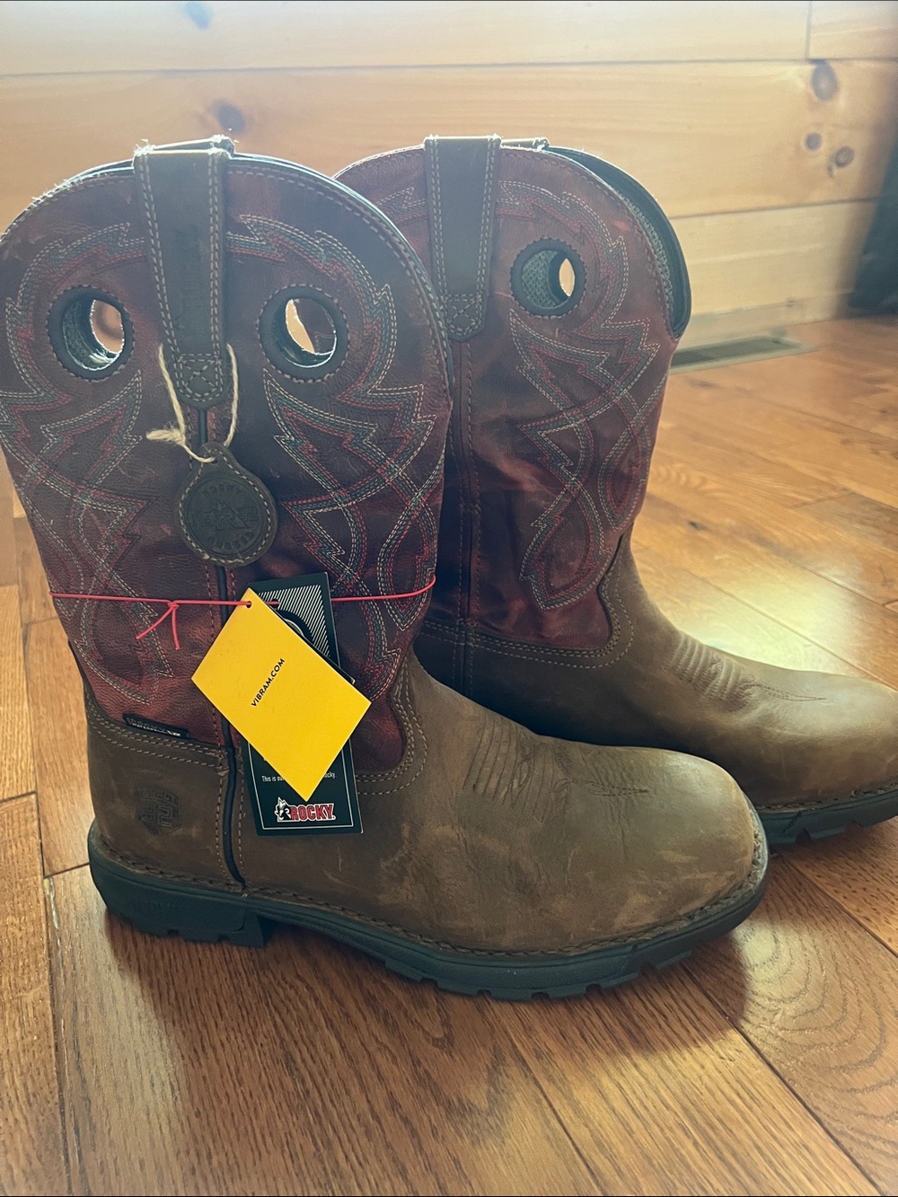 Rocky Brown and Burgundy Pull-On Work Boots